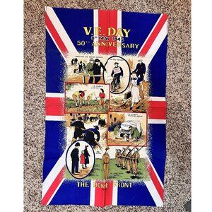 V.E. Day 50th Anniversary 8th May 1945 Commemorative Linen The Home Front Print